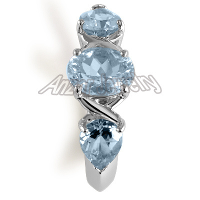 950 Platinum Genuine Aquamarine Ring R1319