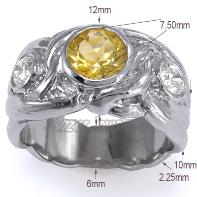 Men's 14k Gold Diamond And Citrine  Ring R1341