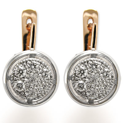 14k Rose Gold Diamond Earrings Russian Jewelry E937