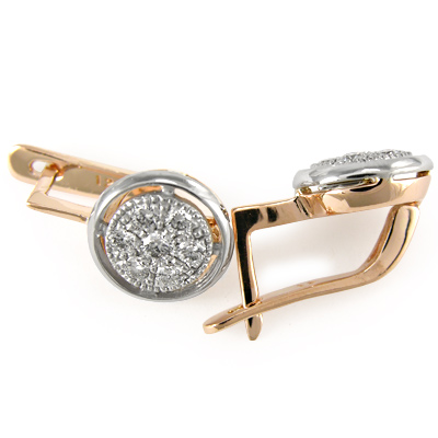 14k Rose Gold Diamond Earrings Russian Jewelry E937