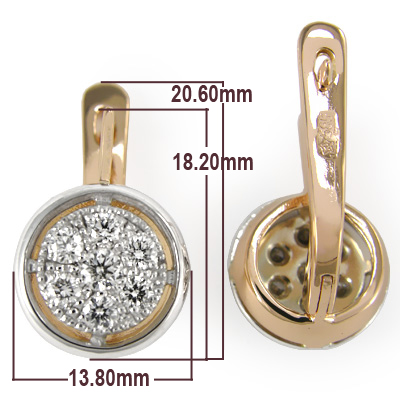 14k Rose Gold Diamond Earrings Russian Jewelry E937