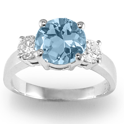 Aquamarine And Diamond Ring in Platinum 950 R1348