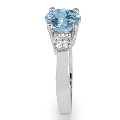 Aquamarine And Diamond Ring in Platinum 950 R1348