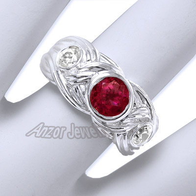 Ruby And Diamond Men's Ring 18k R1344 Ruby And Diamond Men's Ring 18k R1344
