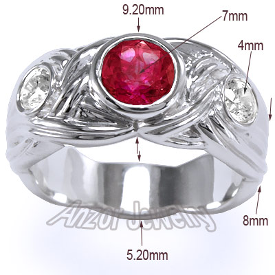 Ruby And Diamond Men's Ring 18k R1344 Ruby And Diamond Men's Ring 18k R1344