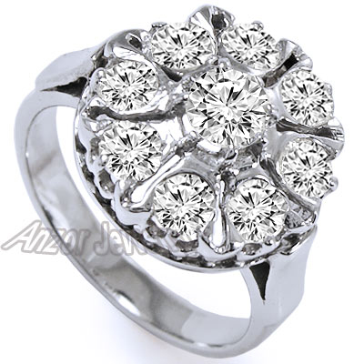 14K White Gold RUSSIAN Style Diamond Ring R1349