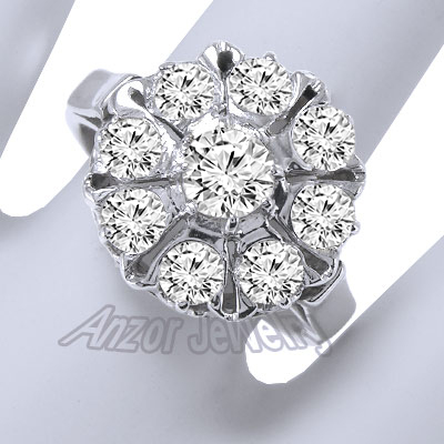 14K White Gold RUSSIAN Style Diamond Ring R1349