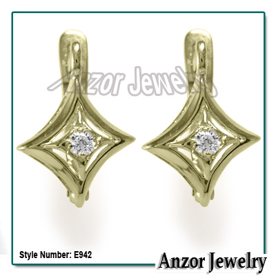 Russian Style Diamond Earrings  585 E942