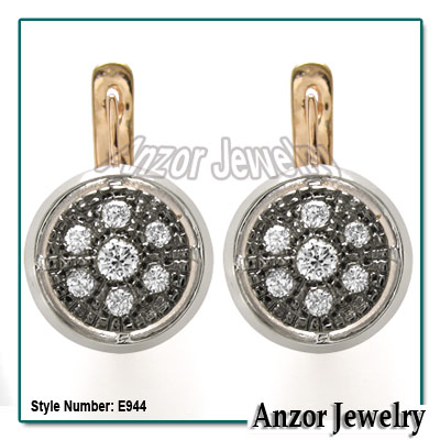 Russian Style Diamond Earrings 14k Gold 585 E944