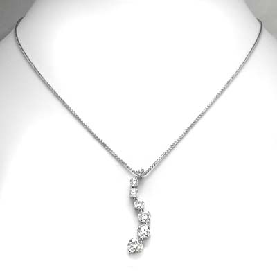 14k White Gold Journey White Sapphire Pendant P891