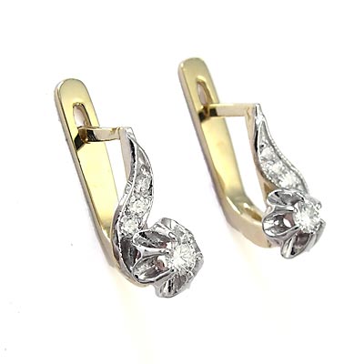 Russian Style Diamond Earrings 14k Gold E948
