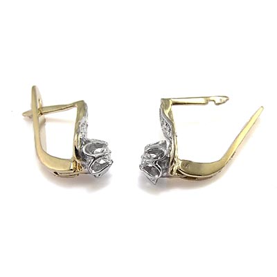 Russian Style Diamond Earrings 14k Gold E948