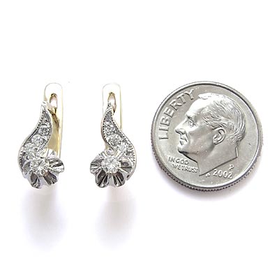 Russian Style Diamond Earrings 14k Gold E948