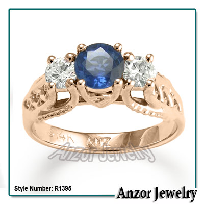 14k Gold Sapphire Diamond Ring R1395