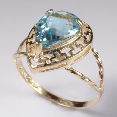 14k Yellow Gold Pear shape Aquamarine Set #S208