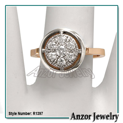 Old Russian design Diamond Engagement Ring 585 R1397