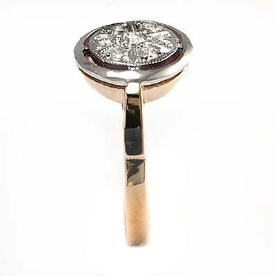 Old Russian design Genuine Diamond Ring 18k R1364