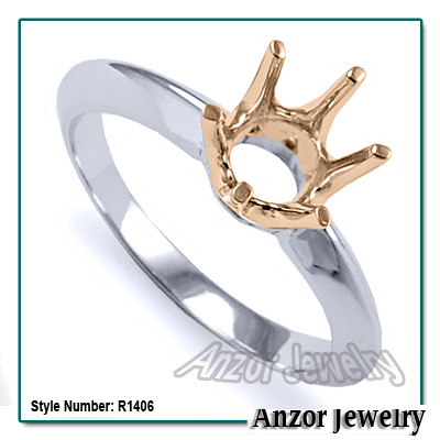 Six-Prong Knife Edge Ring Mounting 14k R1406