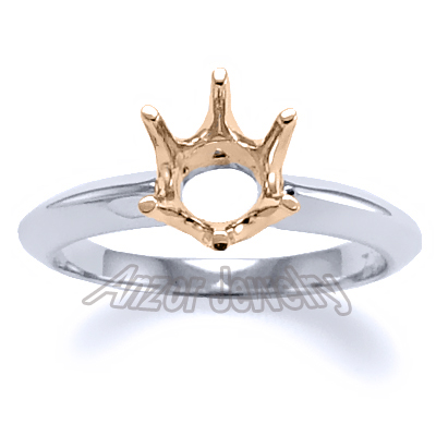 Six-Prong Knife Edge Ring Mounting 14k R1406