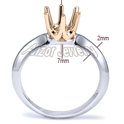 Six-Prong Knife Edge Ring Mounting 14k R1406