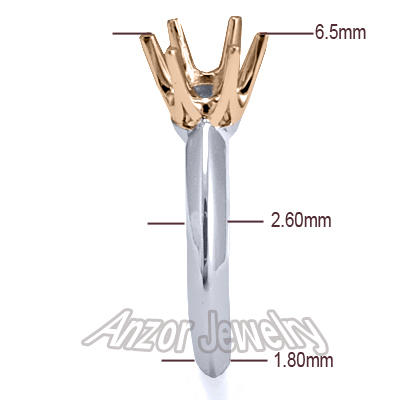 Six-Prong Knife Edge Ring Mounting 14k R1406