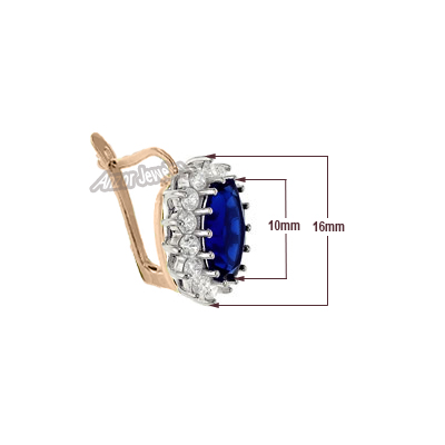 Princess Diana Style Sapphire Diamond Earring 14K E951 Princess Diana Style Sapphire Diamond Earring 14K E951