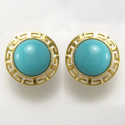 18k Gold Turquoise Stud Earrings E949