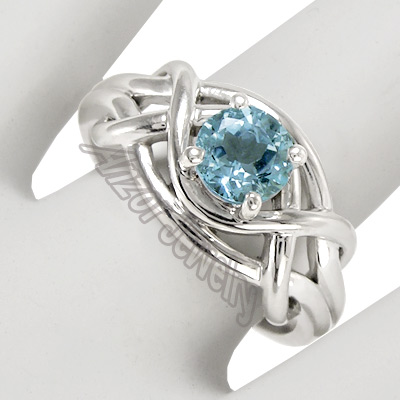 Natural Aquamarine Ring 14K Gold R1378