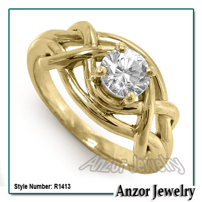 14k Yellow Gold White Sapphire Ring R1413