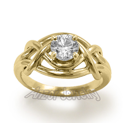 14k Yellow Gold White Sapphire Ring R1413