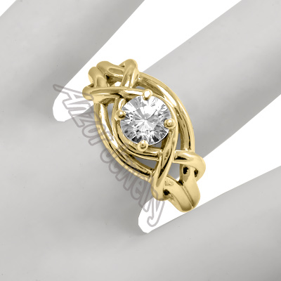 14k Yellow Gold White Sapphire Ring R1413