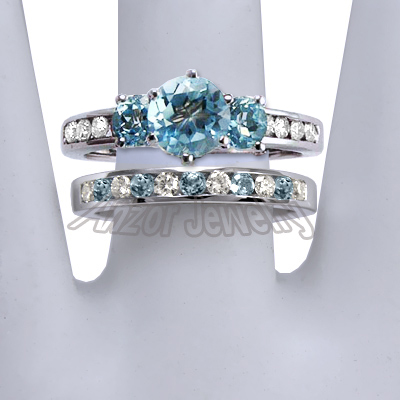 14k Gold Blue Topaz Diamond Engagement Ring Set R1431 14k Gold Blue Topaz Diamond Engagement Ring Set R1431