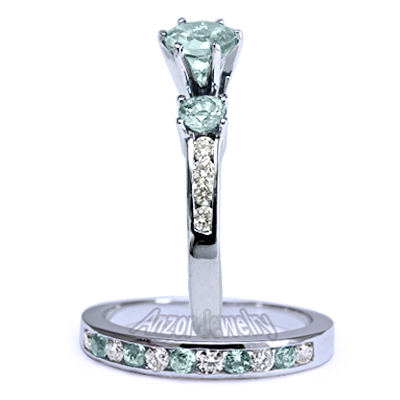 14k Gold Aquamarine Diamond Engagement Ring Set R1432