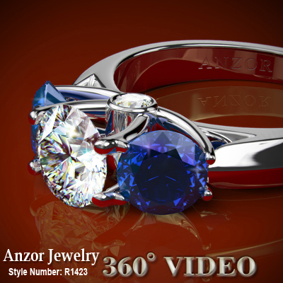 Platinum 950 Sapphire Diamond Ring R1423
