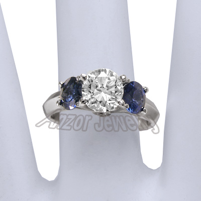 Platinum 950 Sapphire Diamond Ring R1423