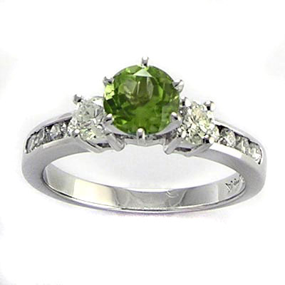 14k Gold Peridot and Diamond Ring R1400