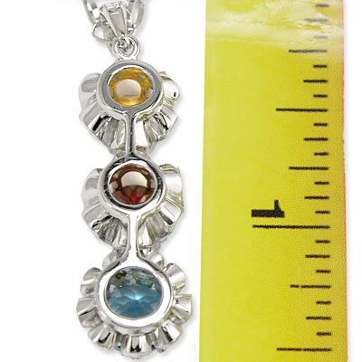 14K White Gold 3 Stone Pendant P893