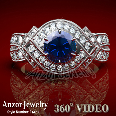 950 Platinum Sapphire Diamond Ring R1420