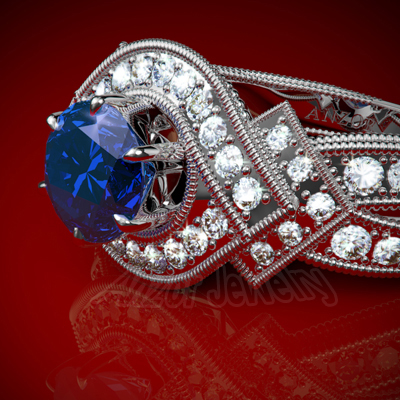 950 Platinum Sapphire Diamond Ring R1420