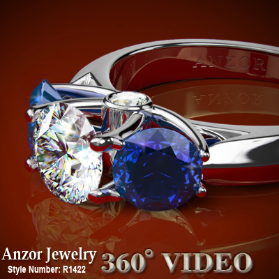 Diamond and Sapphire Ring in 14K Gold R1422
