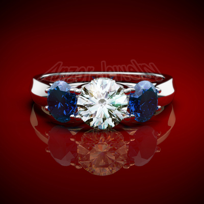 Diamond and Sapphire Ring in 14K Gold R1422