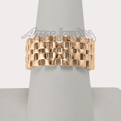 Men's 14k Gold Panther Link Band ring R1440