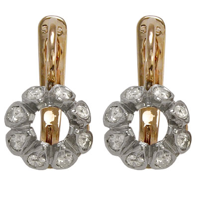 Russian style Diamond  Semi-Mount Earrings   585 E963