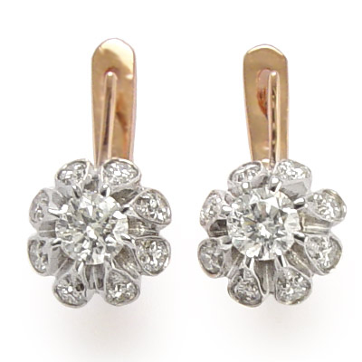 Russian style Diamond  Semi-Mount Earrings   585 E963