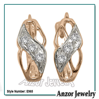 Diamond Russian Style Earrings 585 E965