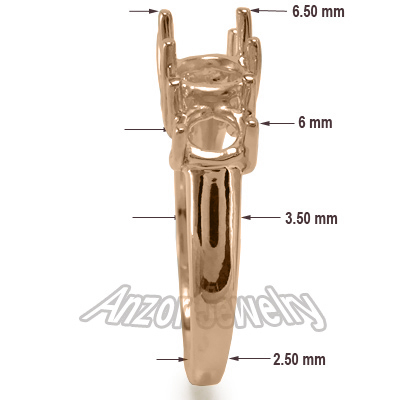 14k Rose Gold 3 Stone Trellis Ring Setting #R1470