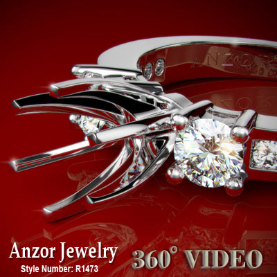950 Platinum Diamond Ring Setting R1473