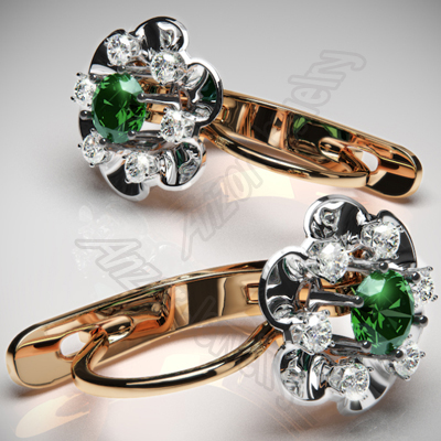Colombian Emerald and Diamond Earrings 14k E975