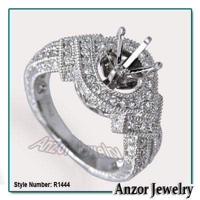 18k Gold Diamond Engagement Ring Setting R1444