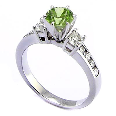 Peridot and Diamond Ring 10k Gold R1453